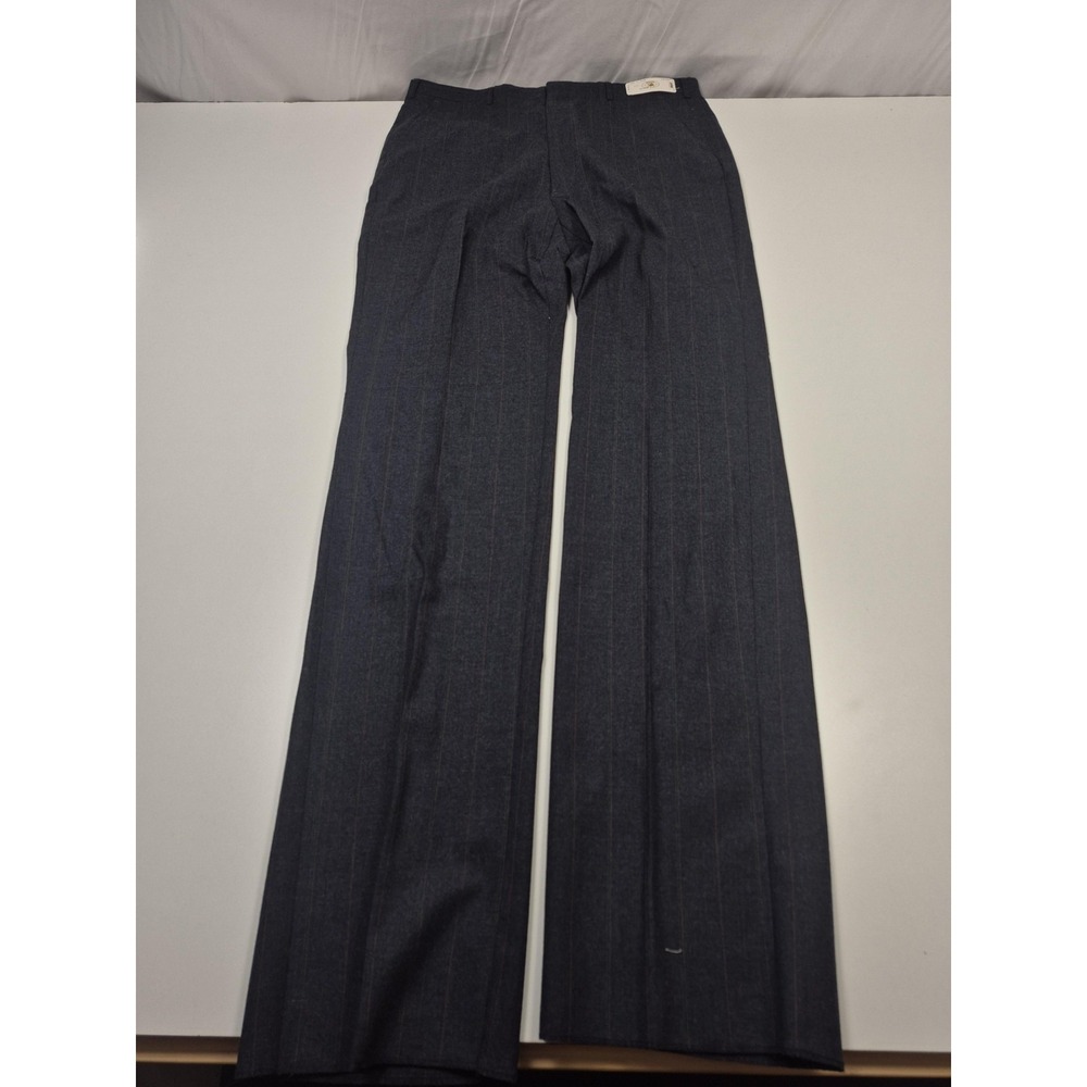 VTG Majer Dress Pants Men's 42x36 Gray Wool Striped Flat Front Straight USA